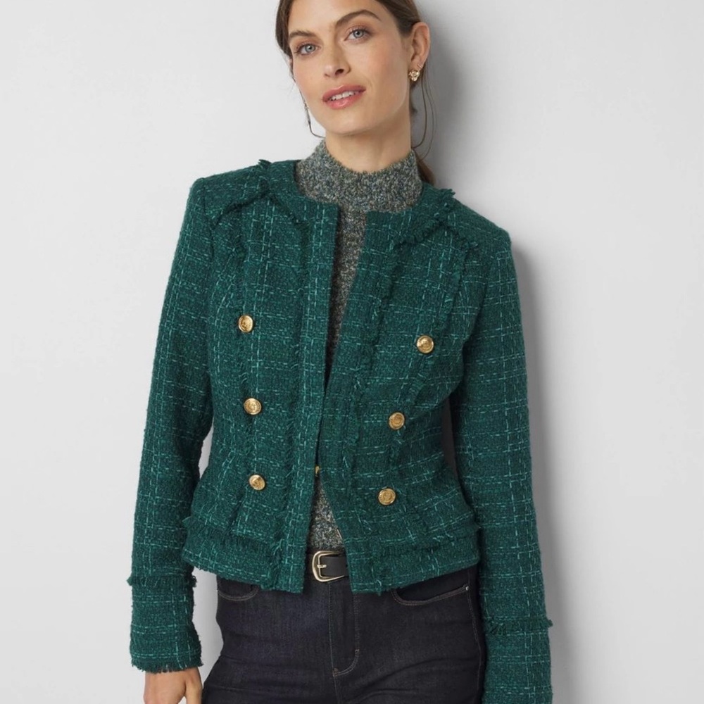 White House Black Market Teal Tweed Blazer